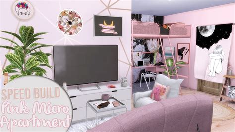 The Sims 4 Speed Build Pink Micro Apartment Cc Links Youtube