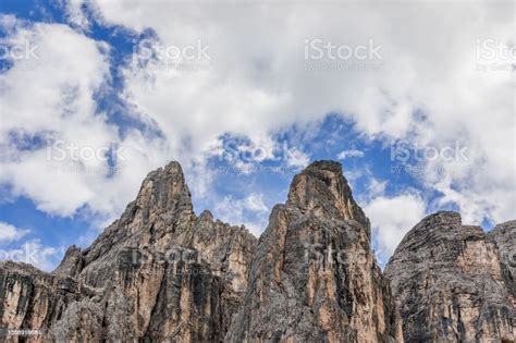 Dolomite Ridge With Typical Stone Structure And Color Stock Photo