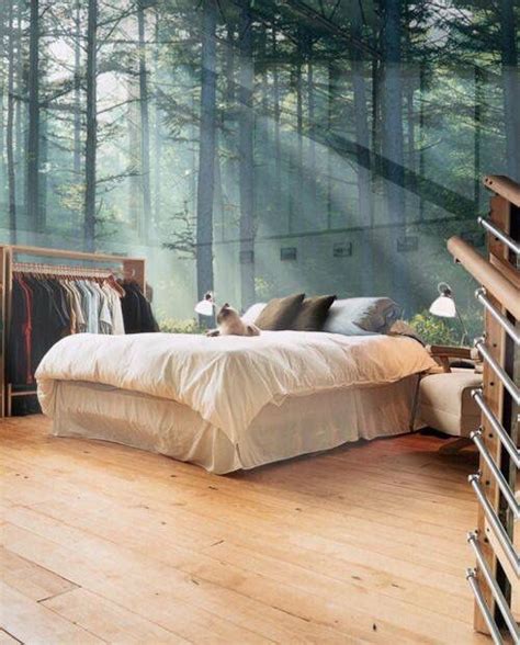 Forest Mural ️☁️ ️☁️ Natural Bedroom Design Natural Bedroom Bedroom