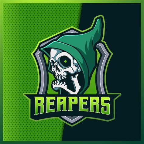 Green Grim Reaper Esport Und Sport Maskottchen Logo Design Premium Vektor