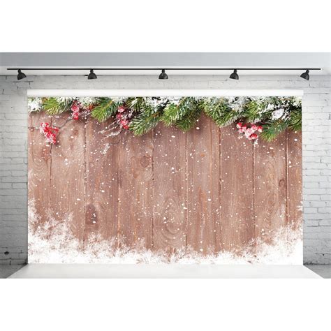 Greendecor Polyster 7x5ft Christmas Backdrop Wood Board Theme