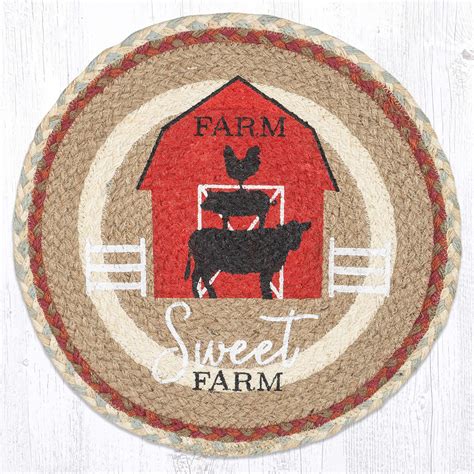 Farm Sweet Farm Round Braided Placemat The Weed Patch