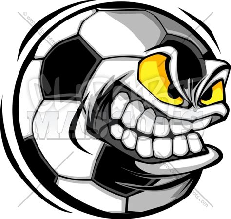 Soccer Ball Face Cartoon Vector Image - Clipart 4 Mascots - Quality