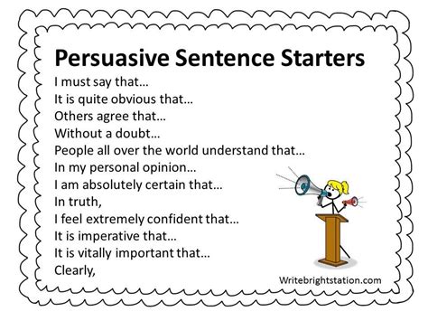 Persuasive Sentence Starters Fsa Writing Persuasive Writing Opinion