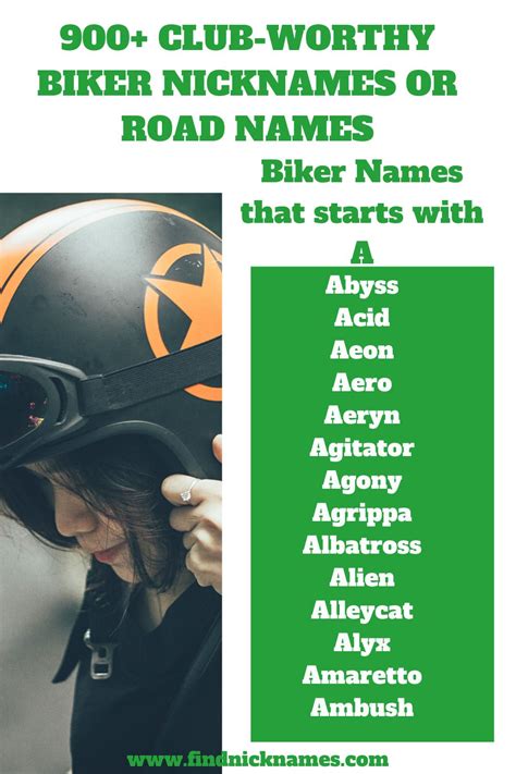 900 Club Worthy Biker Nicknames Or Road Names — Find Nicknames Nicknames For Girls Female