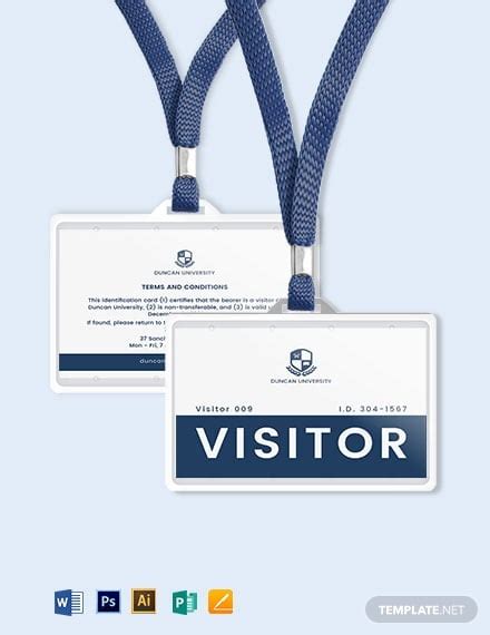 8 Visitor Id Card Templates Illustrator Ms Word Pages Photoshop