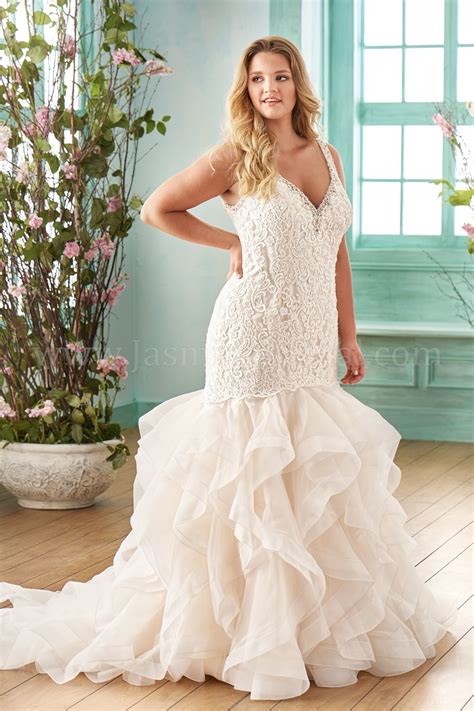 Get the best deals on ruffles organza wedding dresses. T182060 (PLUS) V-neck Embroidery Lace & Organza Wedding ...