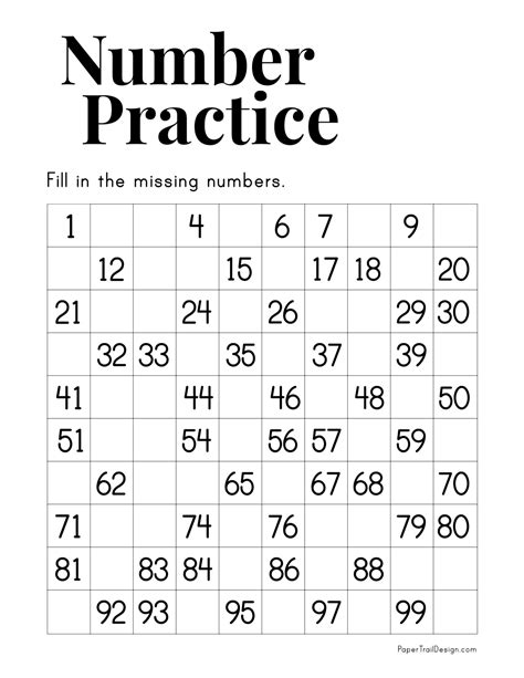 Number Worksheets 1 100 Printable Activity Shelter Missing Numbers