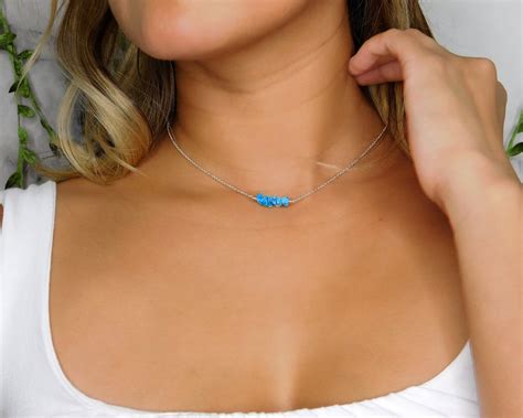 Turquoise Necklace December Birthstone Necklace Rose Gold Etsy