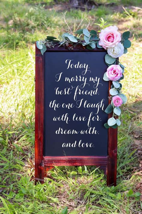 Today I Marry My Best Friend Wedding Chalkboard Easel Sign Wedding Day