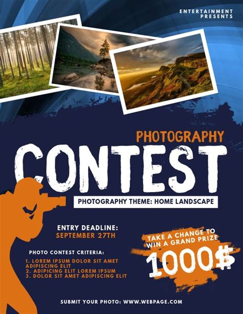 A Flyer For A Photography Contest With Photos And Text On The Front