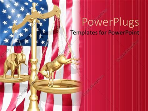 Powerpoint Template Election Theme With 3d Golden Scale Over American