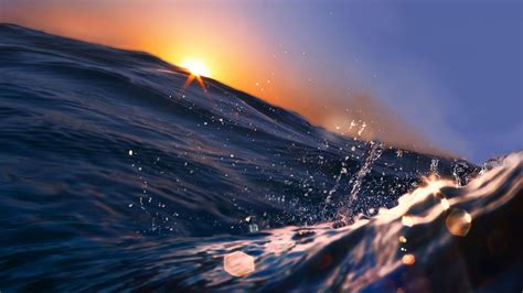 Closeup View Of Ocean Wave During Sunset Hd Macbook Wallpapers Hd