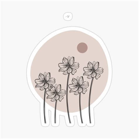 Minimalist Simple Abstract Pstel Pink Flower Garden Design Sticker By
