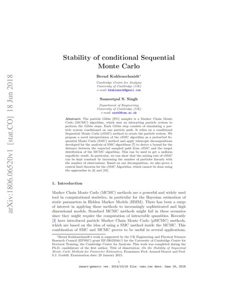 Stability Of Conditional Sequential Monte Carlo Deepai