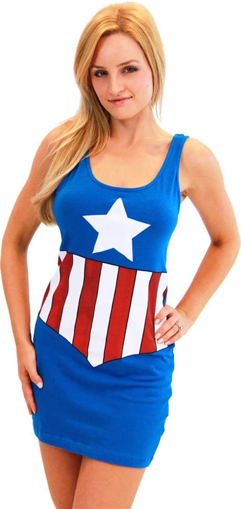 marvel comics sexy costume tank dress adult captain america free sh