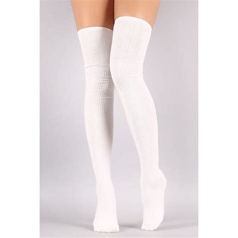 Cozy Rib Knit Thigh High Socks 920 Liked On Polyvore Featuring Intimates Hosiery Socks