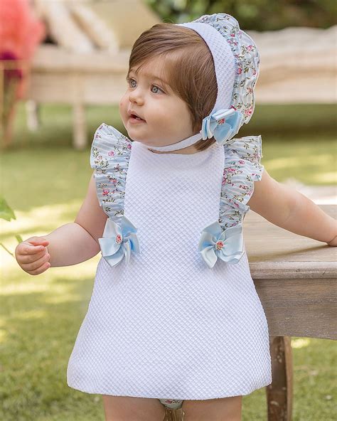 Dolce Petit Baby Girls Dress With Knicks And Bonnet 27 2125 Vbg White