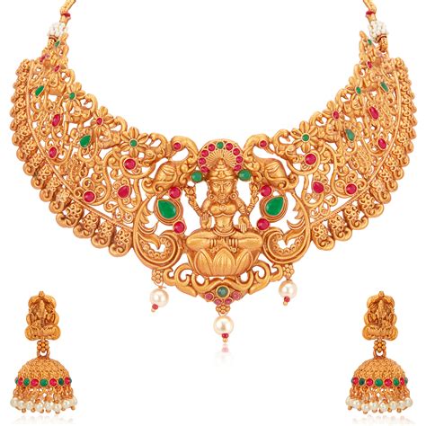 Buy Sukkhi Stunning Gold Plated Temple Choker Necklace Set For Women Online ₹3045 From Shopclues