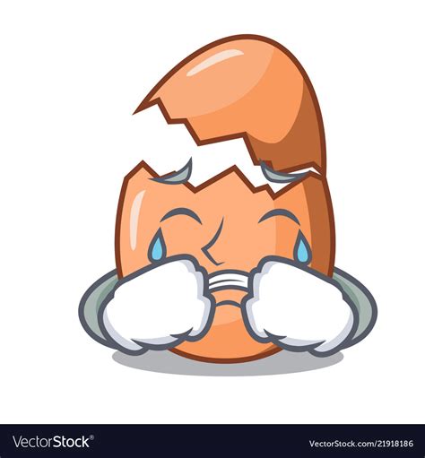Crying Shell Of Broken Egg On The Mascot Vector Image