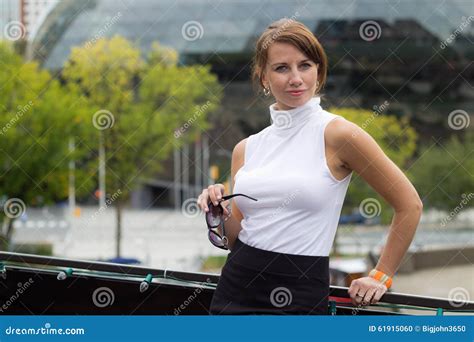 Sexy Sophisticated Woman Poses In Urban City Area Stock Photo Image