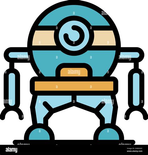 One Eye Robot Icon Outline One Eye Robot Vector Icon Color Flat