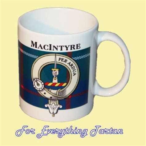 Macintyre Tartan Clan Crest Ceramic Mugs Macintyre Clan Badge Mugs Set