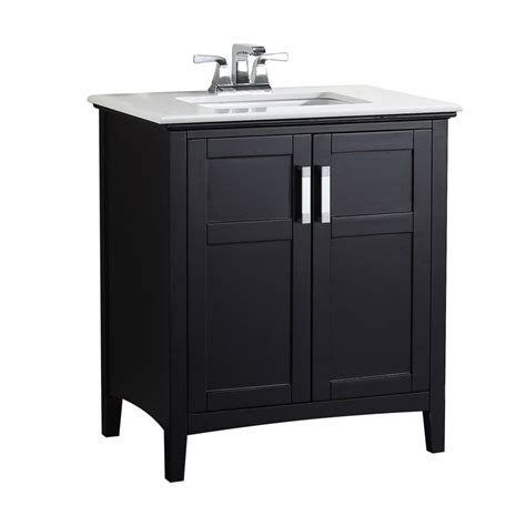 These small bathroom vanities add a big dose of glamour to even the littlest bathroom. Simpli Home Winston 30 in. Vanity in Black with Quartz ...