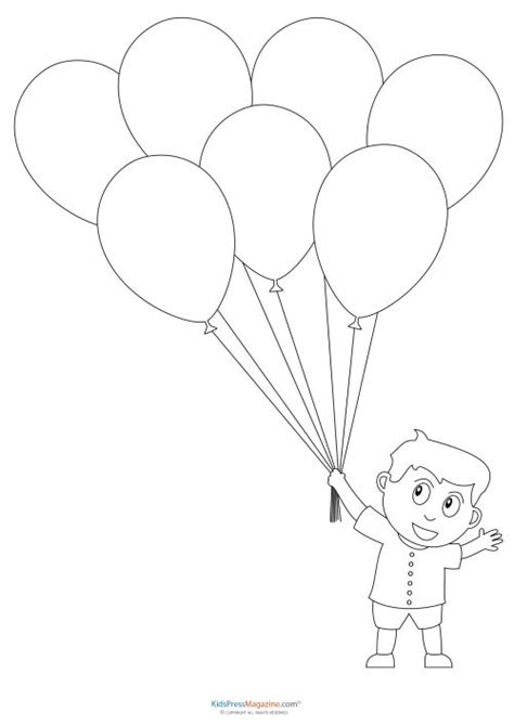 Preschool Coloring Pages Boy With Balloons