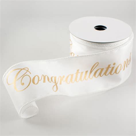 25 Congratulations Ribbon White And Gold 10 Yards Rg0163227