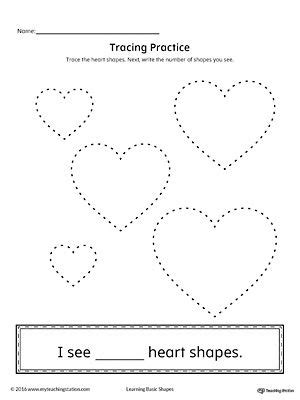 Geometric Shape Counting and Tracing: Heart | Shapes preschool, Shape