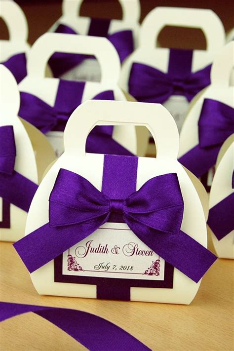 Chic Purple Wedding Bonbonniere Custom Favor Boxes For Guests