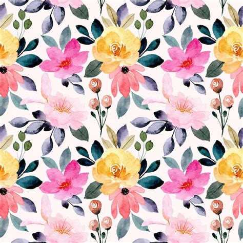 Premium Vector Colorful Watercolor Floral Seamless Pattern