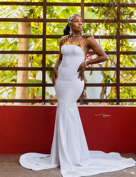 Ghanaian Designer Avonsige In A Stunning Lace Back African Wedding Gown