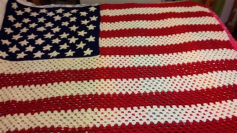 Crocheted American Blanket American Pride Crocheted Red White And