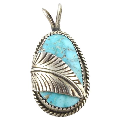 Taxco Mexico Sterling Silver Turquoise Textured Pendant For Sale At Stdibs