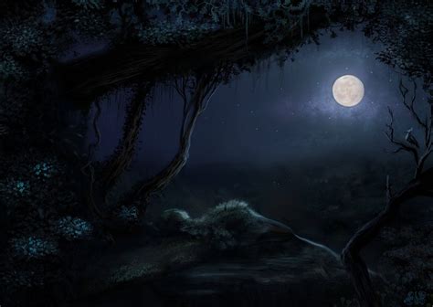Download Hd Moon In A Dark Forest Wallpaper