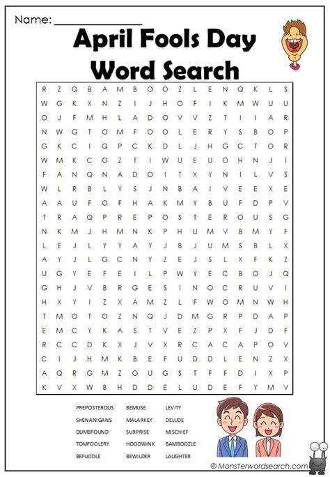 April Fools Day Printables Printable Word Searches