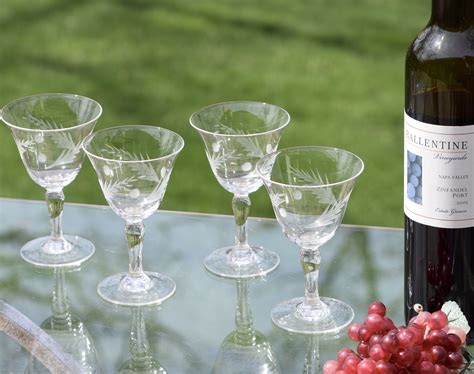 Each Glass Has Etched Leaves And Berries That Circle The Glass Perfect To Serve Wines Or Would