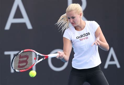 Kristina Mladenovic At Practice Session In Hobart Hawtcelebs