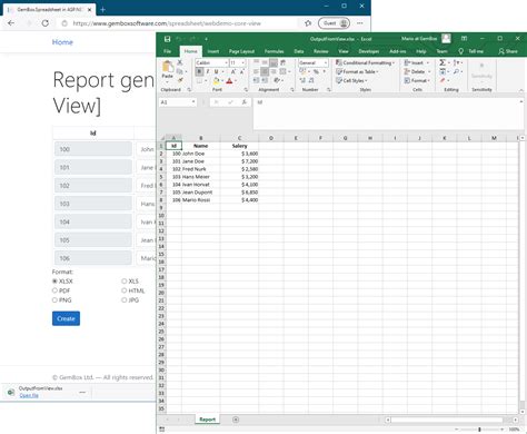 Create Excel XLSX Or PDF From ASP NET Core Application