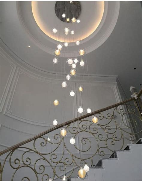 STAIRCASE CHANDELIER Modern Two Story Lighting Three Story Stairway
