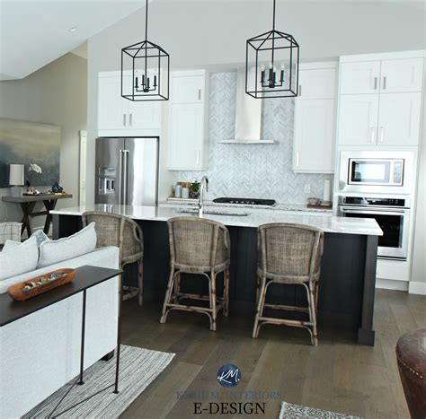 Medium walnut backless swivel tall bar stool. Sherwin Williams Collonade Gray in kitchen, Alabaster ...
