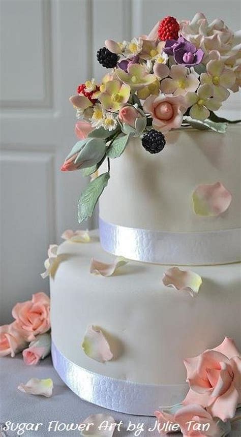 wedding cake and sugar flowers cake by simplyscrumptious cakesdecor