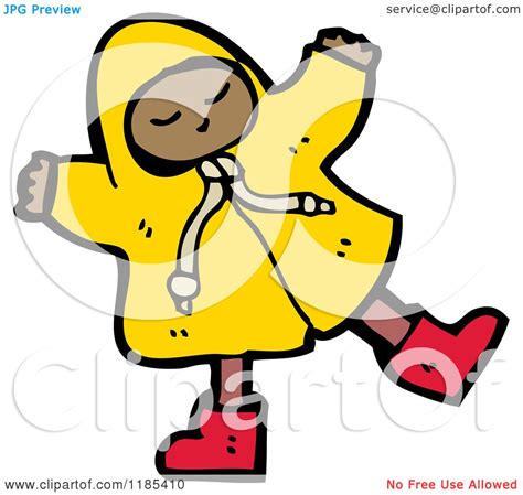 Cartoon Of A Child Wearing A Raincoat Royalty Free
