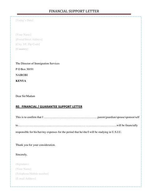 Sample Of Letter For Financial Support
