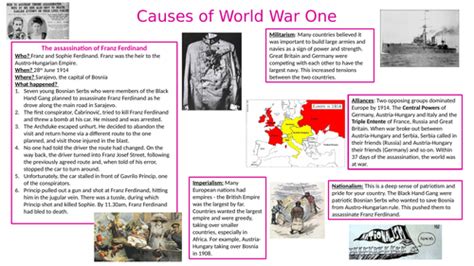 Causes Of Ww1 Knowledge Organiser Teaching Resources