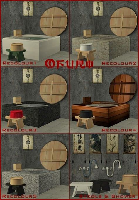 Set Ofuro Japanese Bathroom Sims Sims 4 Cc Furniture