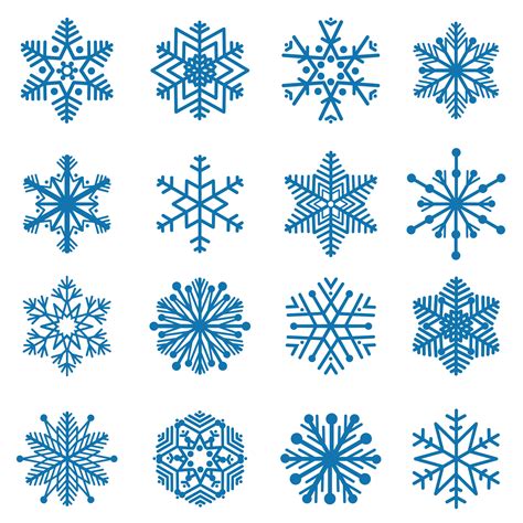 Snowflake Set Snow Icons Winter Holiday Sign Christmas Symbols
