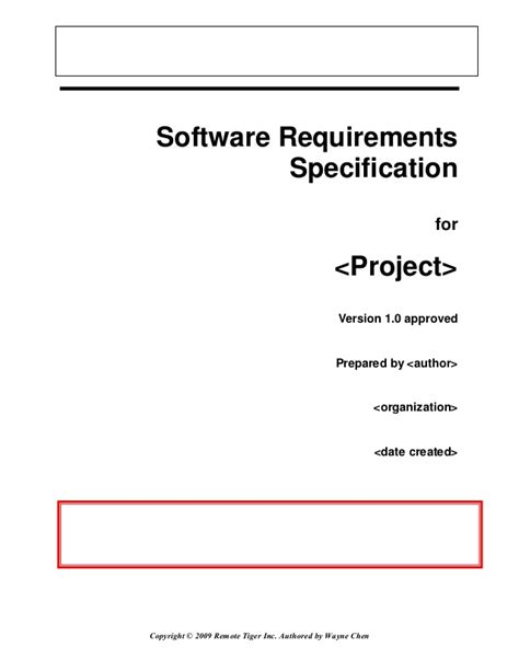 Software requirements specifications (srss) comprise a technical document that describes future software functions and capabilities, its characteristics, design, and implementation constraints for the development team. Software Requirement Specification Master Template